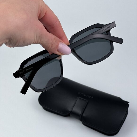 Saint Laurent Women Black Grey Square BRAND NEW Sunglasses SL715 SLIM 001 - Picture 2 of 11